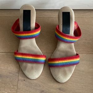 Vintage rainbow wedge sandals 70’s size 6-6.5